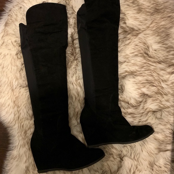 14th & Union Wedge Over the Knee Suede Boots - Picture 1 of 1